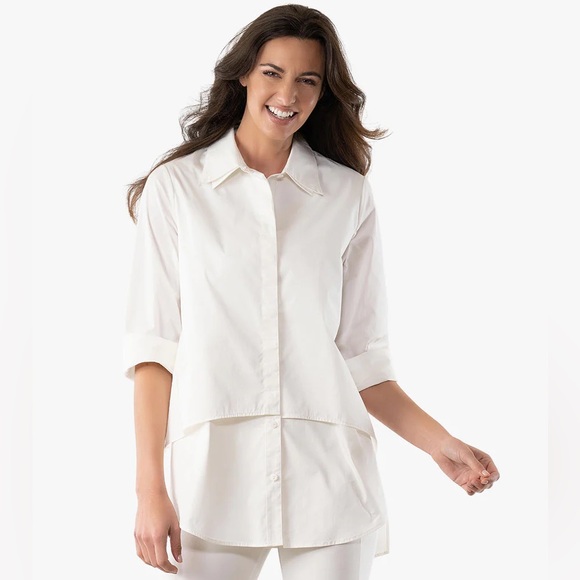 Stella Carakasi Tops - NWT Stella Carakasi Button-Down Shirt XL White Twice As Nice Shirt Stretch